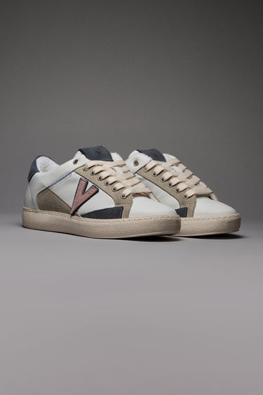 PABLITO - Sneakers con inserti Jeans Sabbia e Rosa e Ricami