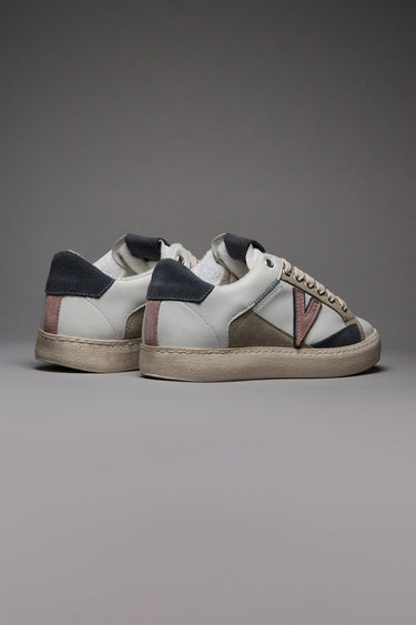 PABLITO - Sneakers con inserti Jeans Sabbia e Rosa e Ricami