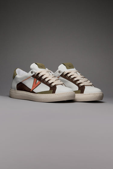 PABLITO - Sneakers con inserti Pesto Moro e Arancio e Ricami
