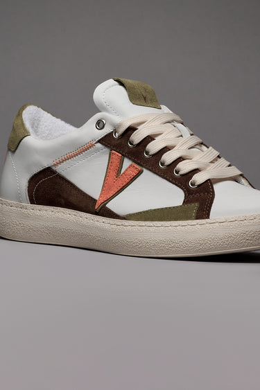 PABLITO - Sneakers con inserti Pesto Moro e Arancio e Ricami