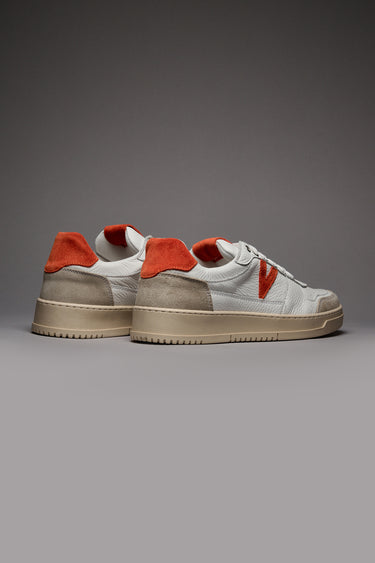 COLLEGE - White Sneakers with Orange Suede Back and Insert