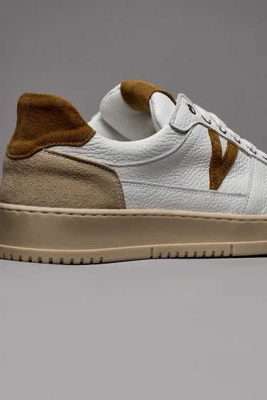 COLLEGE - White sneakers with leather back and insert