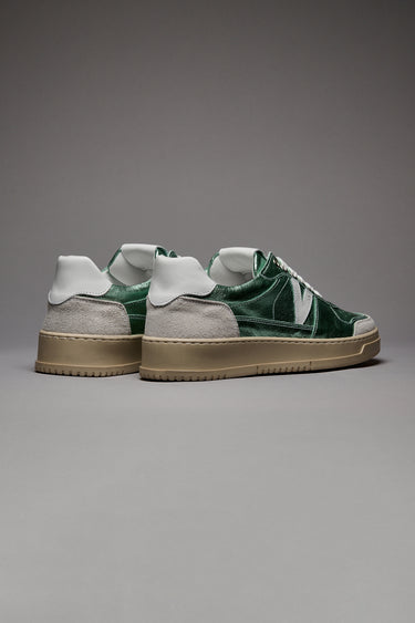 COLLEGE LAMÉ - Sage Green Laminated Leather Sneakers
