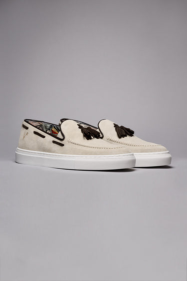 SANTORINI - Sabbia moccasin with tassels