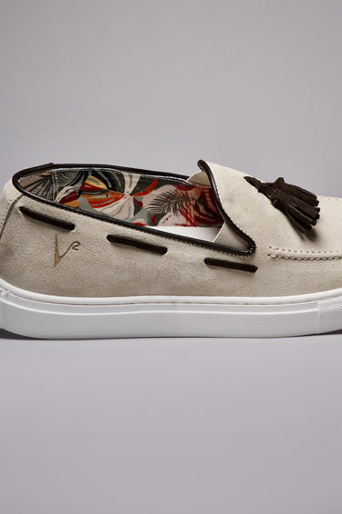 SANTORINI - Sabbia moccasin with tassels