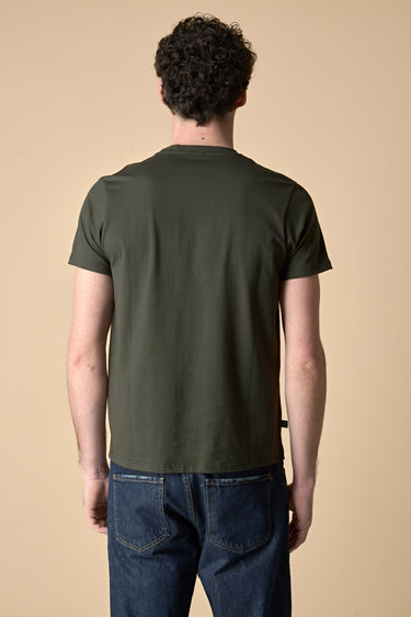 T-Shirt Verde Militare stretch con Taschino in tessuto V2