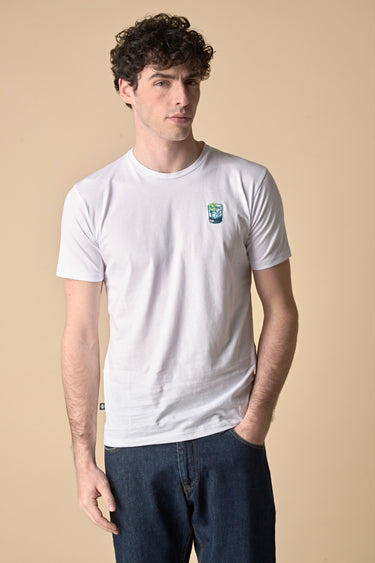 T-Shirt Bianca con ricamo Gin Tonic e stampa sul retro
