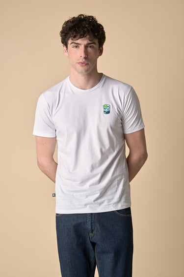 T-Shirt Bianca con ricamo Gin Tonic e stampa sul retro