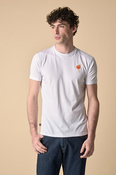 T-Shirt Bianca con ricamo Spritz e stampa sul retro