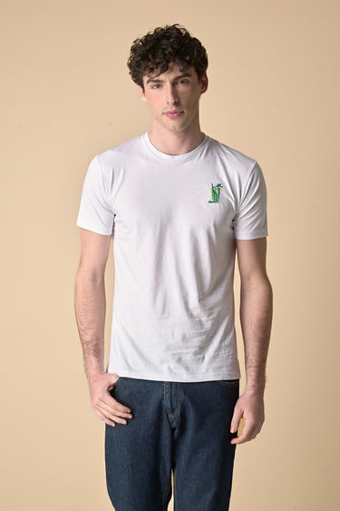 T-Shirt Bianca con ricamo Mojito e stampa sul retro