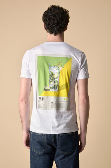 T-Shirt Bianca con ricamo Mojito e stampa sul retro