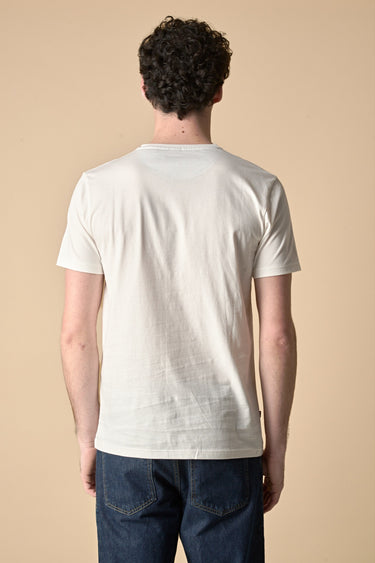 T-Shirt Panna stampa Macchina con inserto e interno collo in tessuto V2