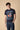 T-Shirt Blu stampa Moto con inserto e interno collo in tessuto V2