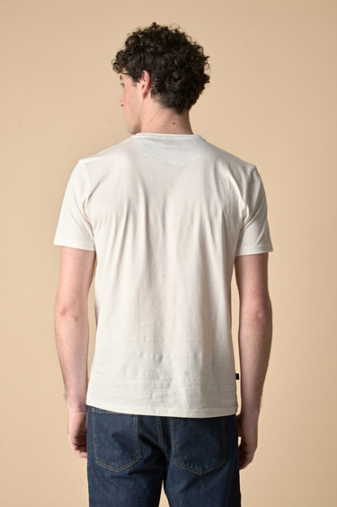 T-Shirt Panna stampa Moto con inserto e interno collo in tessuto V2