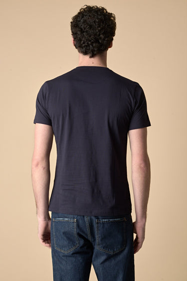 Blue T-Shirt with Supercar print and V2 fabric insert and inner collar