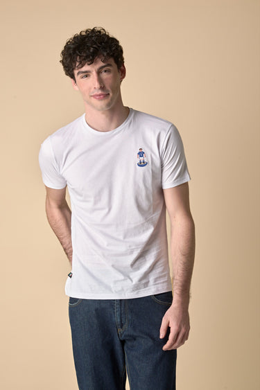 T-Shirt Bianca con ricamo frontale Giocatore e stampa sul retro