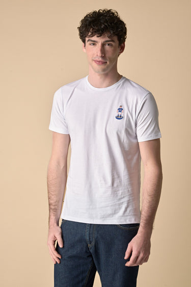 T-Shirt Bianca con ricamo frontale Giocatore e stampa sul retro
