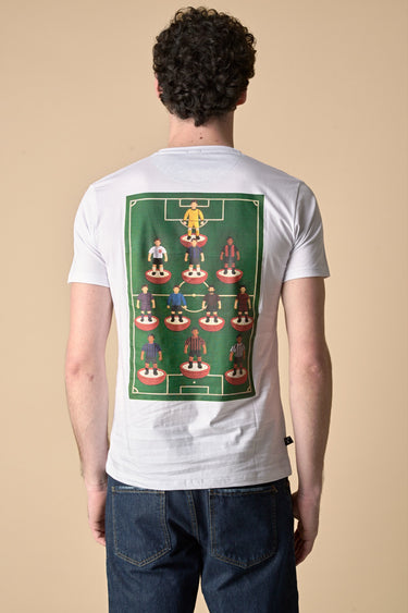 T-Shirt Bianca con ricamo frontale Giocatore e stampa sul retro