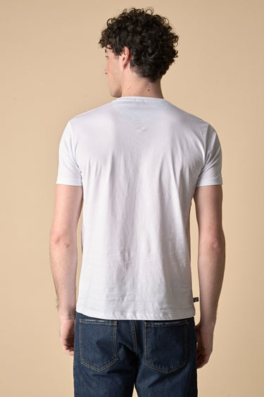 T-Shirt Bianca con ricamo Campo da Calcio in punto spugna