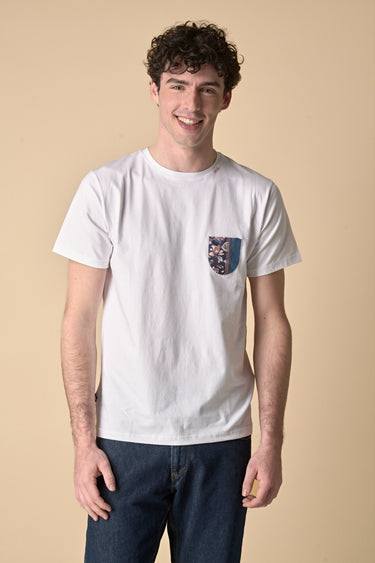 T-Shirt Bianca con taschino in tessuto V2 ricamato