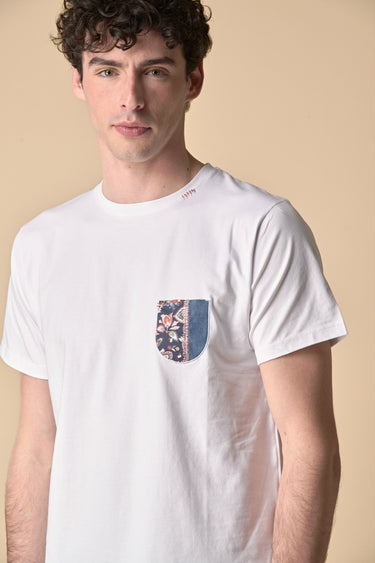 T-Shirt Bianca con taschino in tessuto V2 ricamato