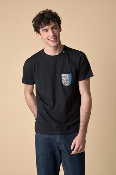 T-Shirt Blu con taschino in tessuto V2 ricamato