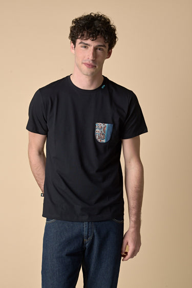 T-Shirt Blu con taschino in tessuto V2 ricamato