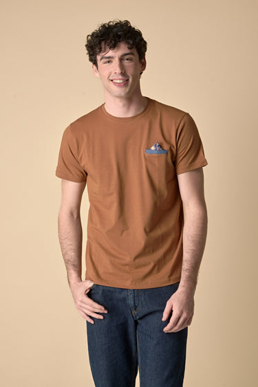 T-Shirt Tabacco con Pochette in tessuto V2