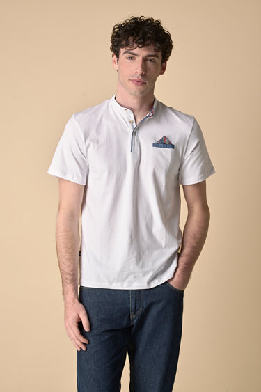 Polo Serafino Bianca con Pochette in tessuto V2