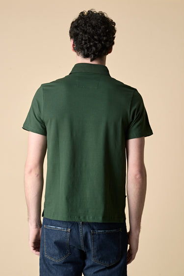 Green Polo Shirt with embroidered V2 fabric pocket