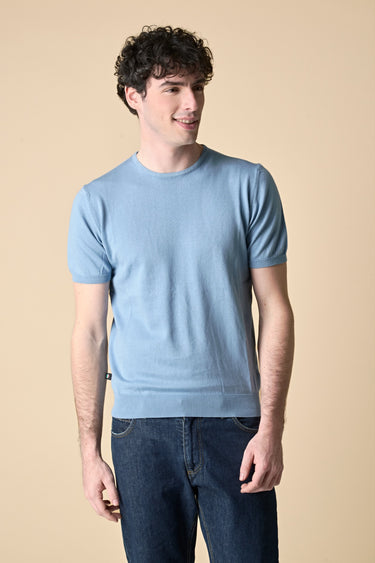 T-Shirt in maglieria puro cotone Azzurra