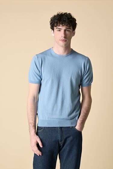 T-Shirt in maglieria puro cotone Azzurra