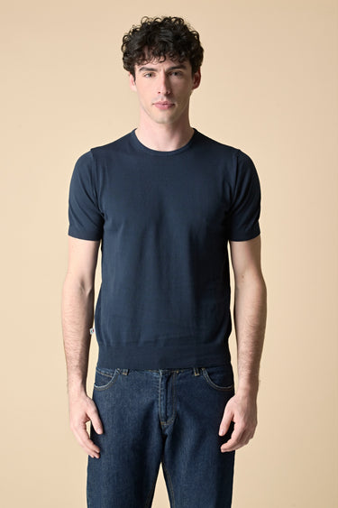 Pure cotton knit T-shirt Blue
