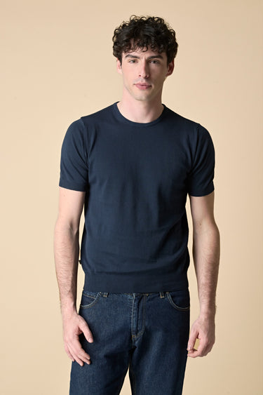 Pure cotton knit T-shirt Blue