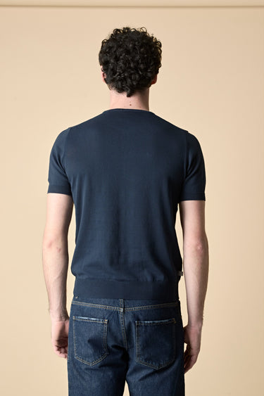 Pure cotton knit T-shirt Blue