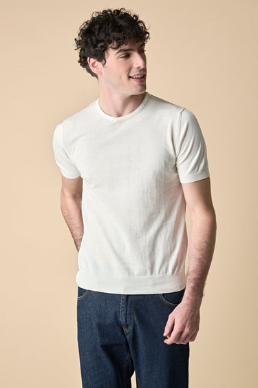 T-Shirt in maglieria puro cotone Panna