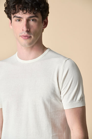 T-Shirt in maglieria puro cotone Panna