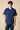 T-Shirt scollo V in maglieria Blu con collo taglio vivo e dettagli in tessuto V2