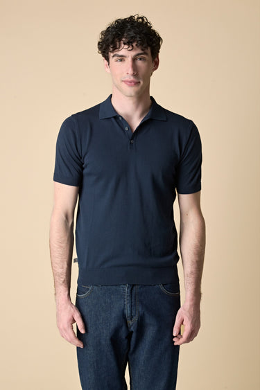 Pure Cotton Knitwear Polo Shirt in Blue