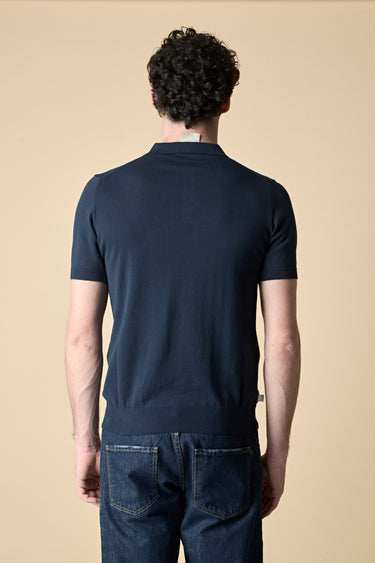 Pure Cotton Knitwear Polo Shirt in Blue