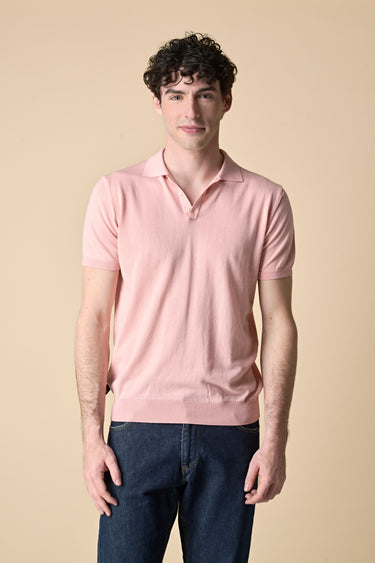 Polo in Maglieria puro cotone Rosa Cipria