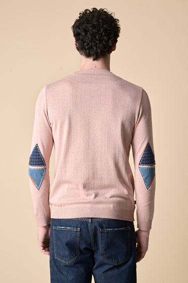 Powder Pink Sweater with Embroidered Fabric Patches V2