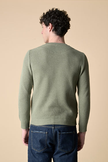 Maglioncino Occhio di Pernice Pesto con taschino ricamato in tessuto V2