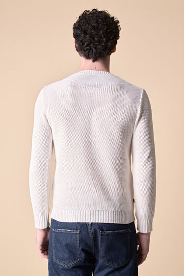 Occhio di Pernice Cream Sweater with Embroidered Pocket in V2 Fabric