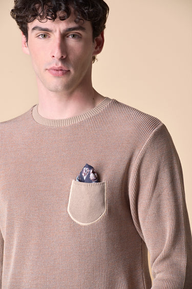 Maglioncino vanisé Sabbia con taschino e pochette in tessuto V2