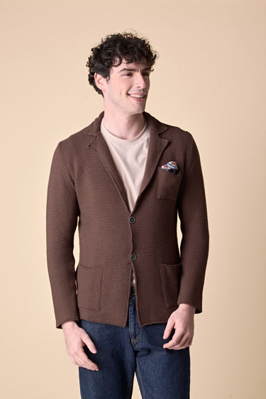 Giacca Monopetto Links Moro con pochette e interno collo in tessuto V2