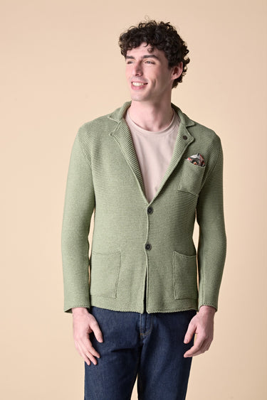 Giacca Monopetto Links Pesto con pochette e interno collo in tessuto V2