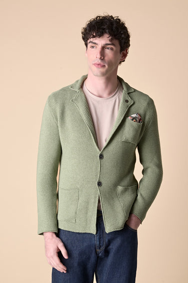 Giacca Monopetto Links Pesto con pochette e interno collo in tessuto V2