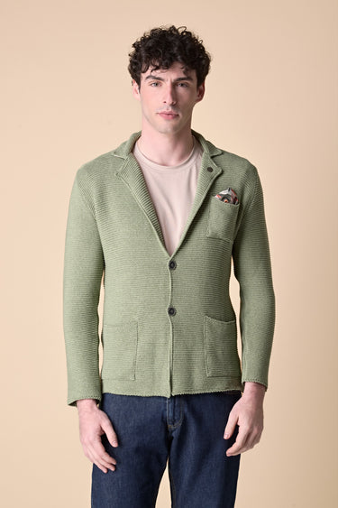 Giacca Monopetto Links Pesto con pochette e interno collo in tessuto V2