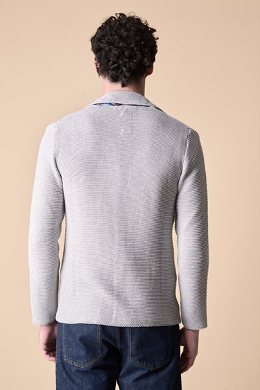 Giacca Monopetto Links Grigio Perla con pochette e interno collo in tessuto V2
